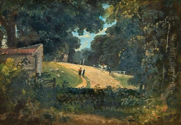 Driveway To A Grand House, Hampstead Oil Painting by William George Jennings