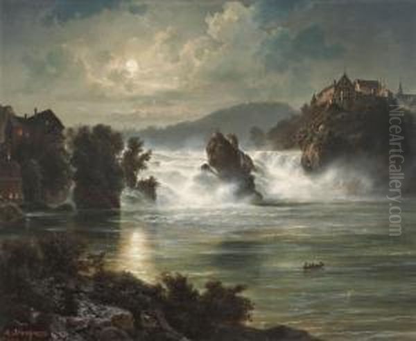 Rheinfall Von Schaffhausen Oil Painting by Arnold Jenny