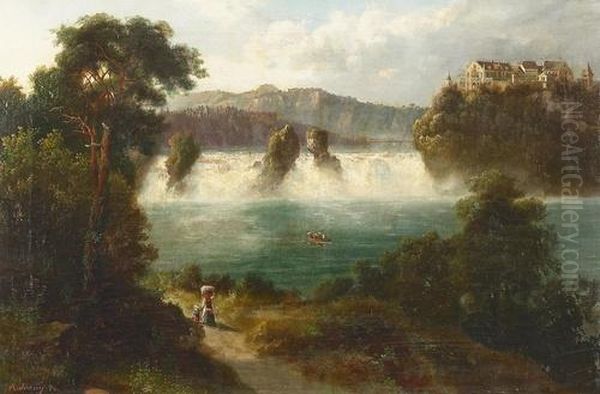 Der Rheinfall Bei Neuhausen. Oil Painting by Arnold Jenny