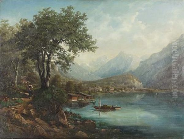 Sommerliche Partie Am Brienzersee. Oil Painting by Arnold Jenny