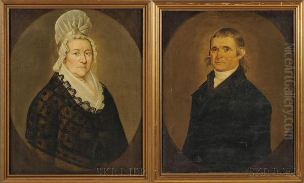 Portraits Of Jabez Baldwin And His Wife Lydia. Oil Painting by William Jennys