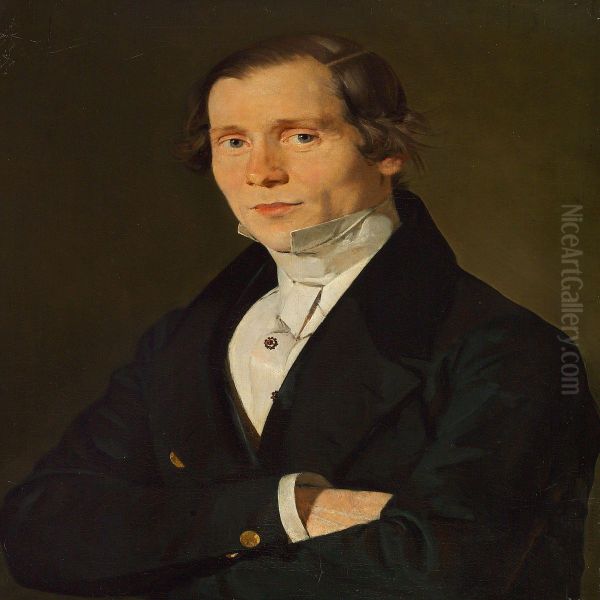 A Gentleman's Portrait Oil Painting by C. A. Jensen