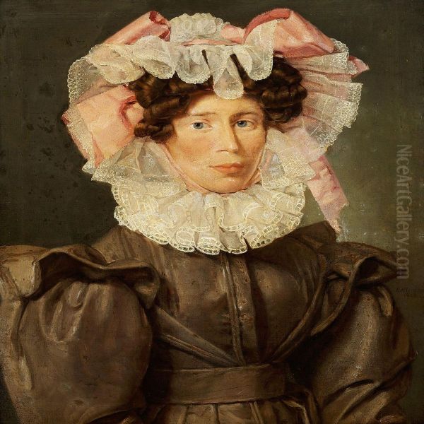 A Portrait Of Anne Cathrine Mariager, B Oil Painting by C. A. Jensen