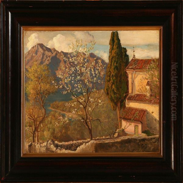 Italian Landscape Oil Painting by Gabriel Oluf Jensen