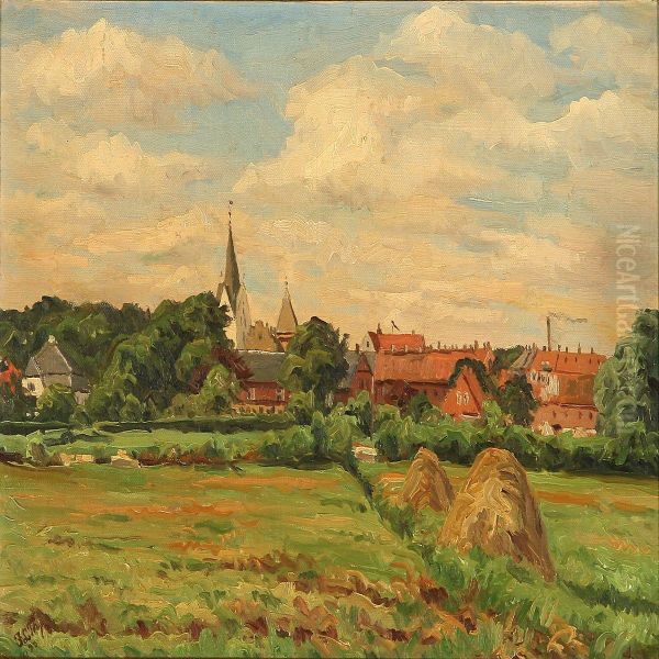 Landscape Witha View Of Varde, Denmark by Jens Thomsen Jensen