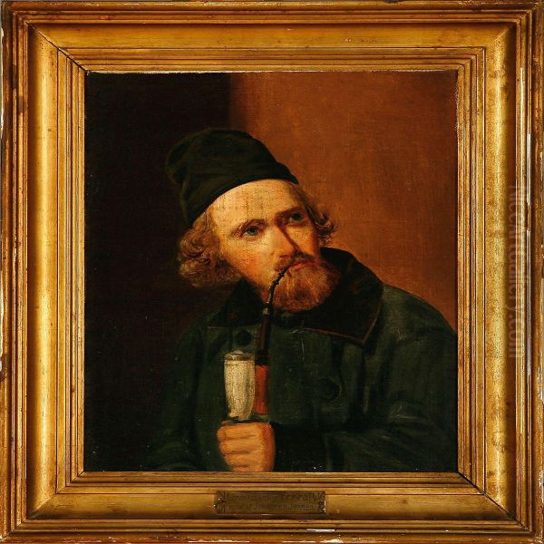 Portrait Of The Danish Painter Frederik Kraft Oil Painting by Johannes Jensen