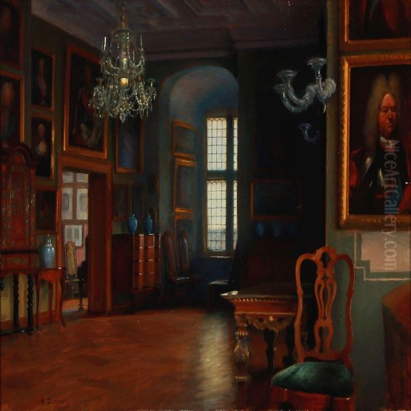 Interior Fra Frederiksborg Oil Painting by Karl Jensen