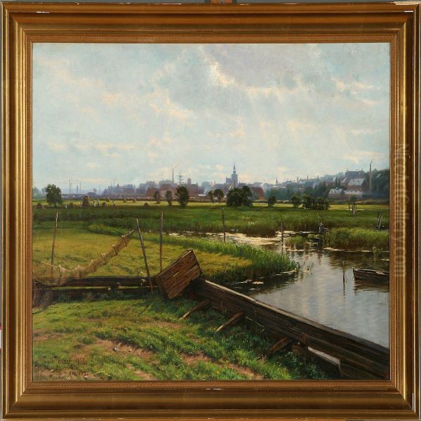 Summer Day Near Randers,denmark Oil Painting by Louis Isak Napoleon Jensen