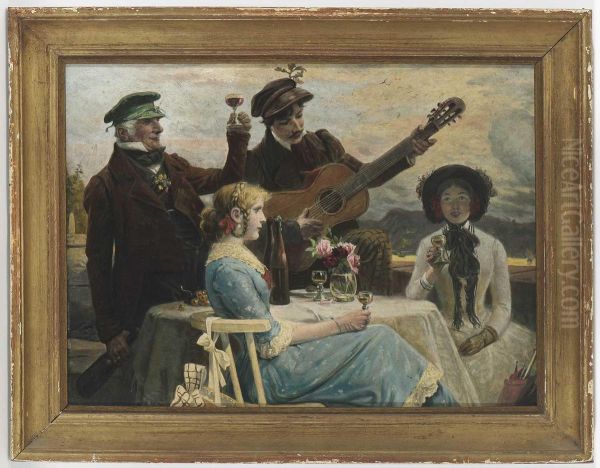 Musizierende Gesellschaft Oil Painting by Hans Gabriel Jentzsch