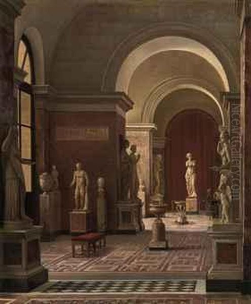 Sculpture Hall In The Louvre With The Venus De Milo In Thebackground Oil Painting by Morten Jepsen