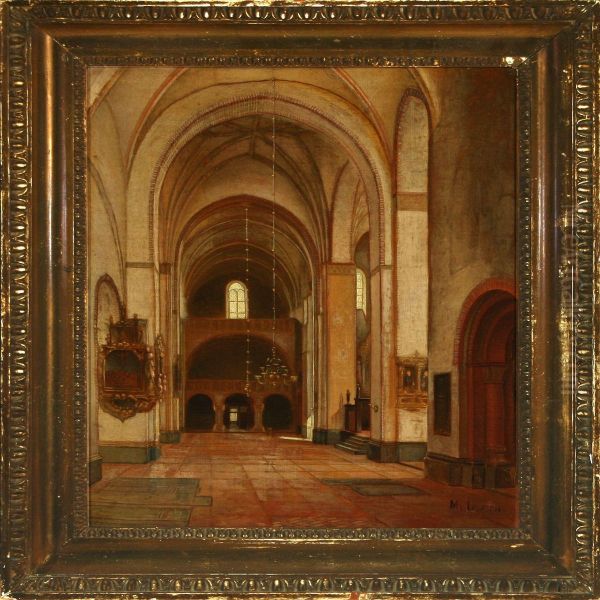 Interior From Aarhus Cathedral Oil Painting by Morten Jepsen