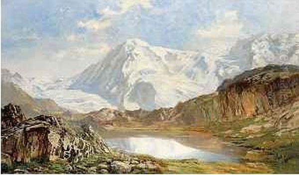 Le Lyskamm Et Le Lac Du Riffel Oil Painting by Jules Jequier