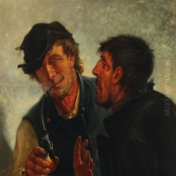 Two Southern Men In Conversation Oil Painting by Harald Jerichau