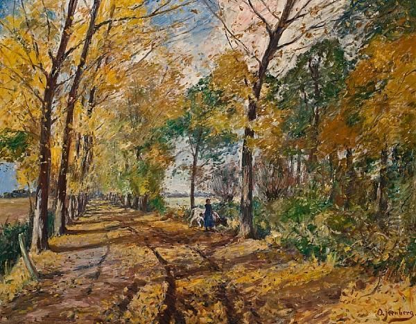 A Path Through The Woods Oil Painting by August Jernberg