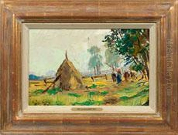 Sommerlandschaft Oil Painting by August Jernberg