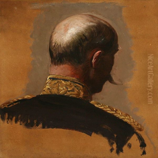 Portrait Study Of King George 1 Oil Painting by August Andreas Jerndorff