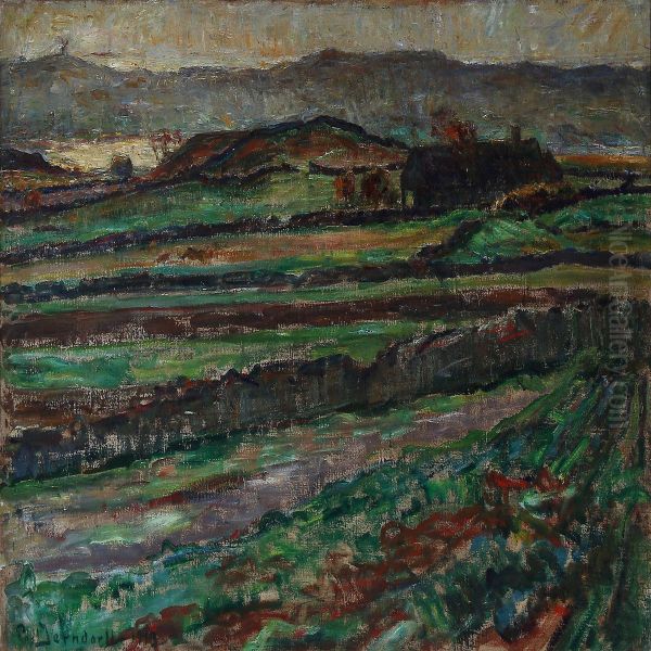 Landscape With Farm Oil Painting by Poul Jerndorff