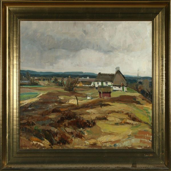 Landscape From Arrenakke Against Tisvilde Fence Oil Painting by Knud Jespersen