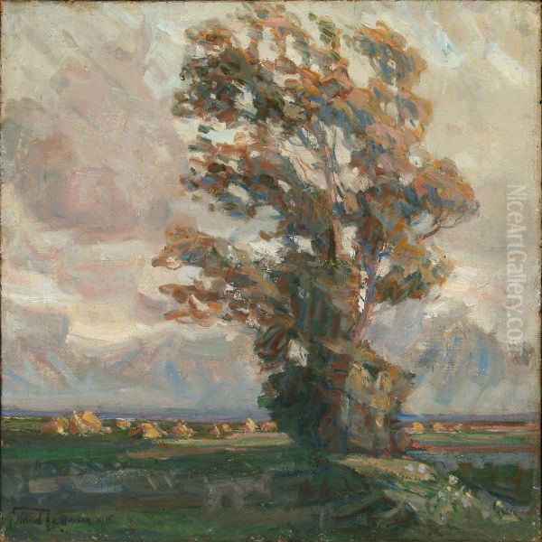 Landscape With A Large Tree Oil Painting by Knud Jespersen