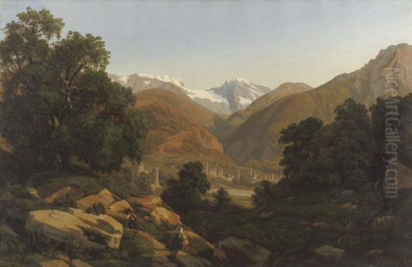 A View Of Brique Near The Simplon Oil Painting by Gaston Jesse