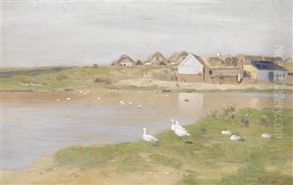 Der Ganseteich In Kottingneusiedl Oil Painting by Eugene Jettel