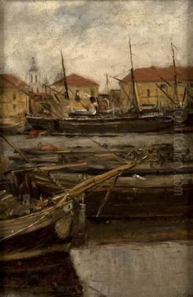 Dans Un Port Oil Painting by Ilia Jevgenivitch Verchinin