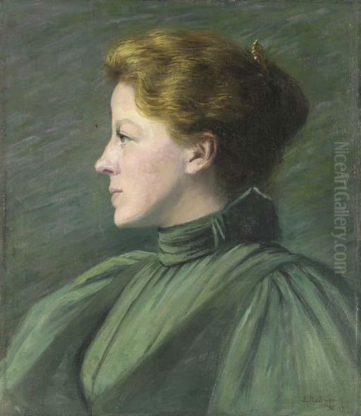 Portrait Of A Woman In Profile Oil Painting by Louise Roger Jewett