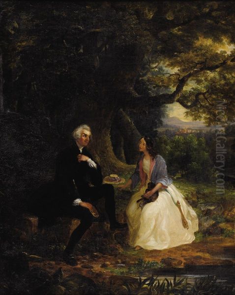 Romantic Encounter Oil Painting by William Smith Jewett