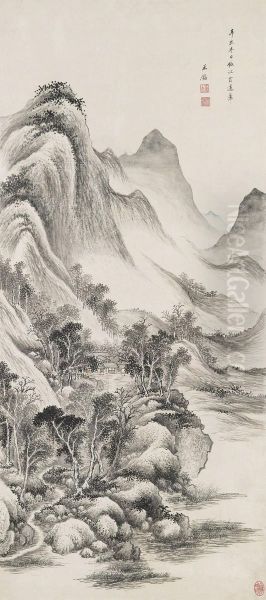 Landscape In Song Style Oil Painting by Wang Jian