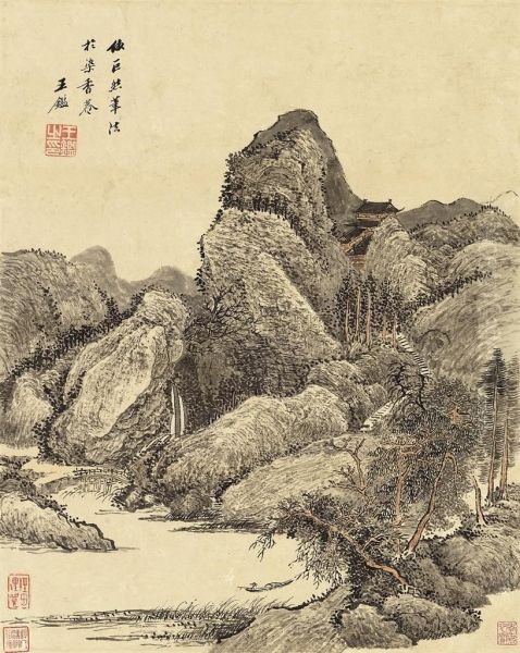 Hanging Scroll Oil Painting by Wang Jian