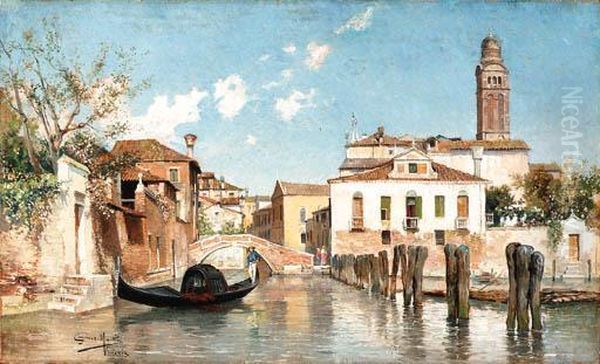 A Canal In Venice Oil Painting by Juan Jimenez Martin