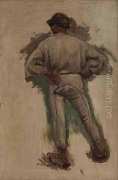 Study Of A Man From Lhotky Oil Painting by Milos Jiranek