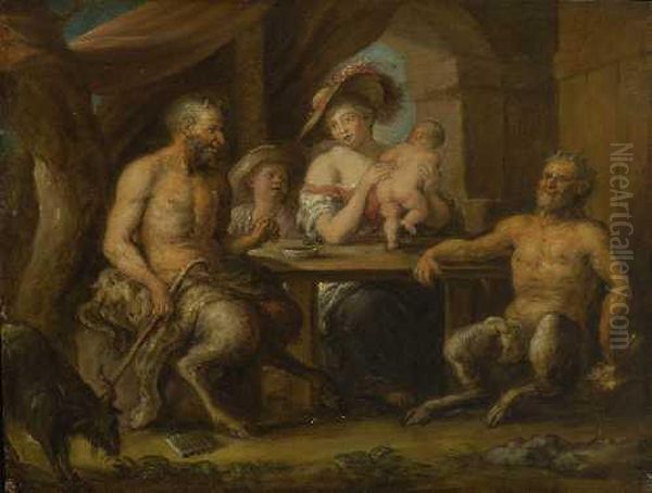 Satyrn Bei Bauern. Oil Painting by Jacob Joardaens