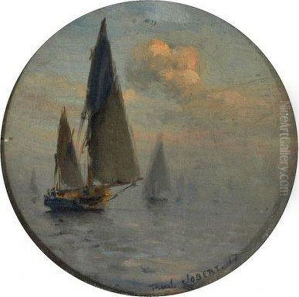 Voiliers Dans La Brume. Oil Painting by Paul C.F. Jobert