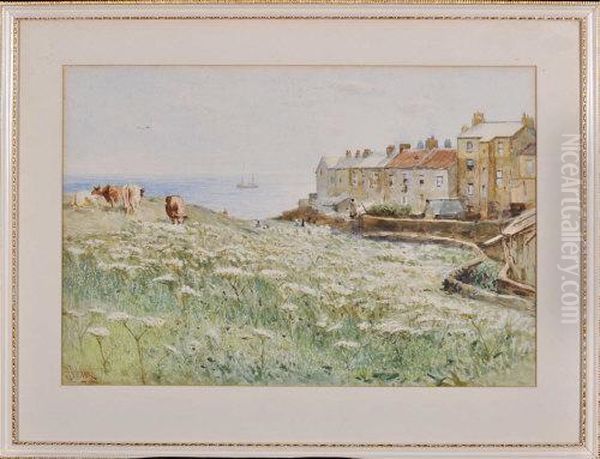 A Village Overlooking The Sea Oil Painting by Robert Jobling