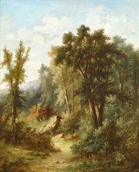 Woodedlandscapes A Pair Oil Painting by Henry Bates Joel