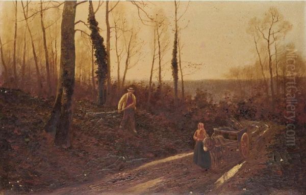 Gathering Firewood Oil Painting by Henry Bates Joel