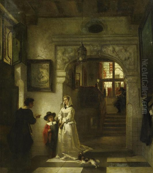 Visitors Oil Painting by Antoine Balthasar Stroebel Johannes