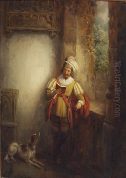 Lesenderritter (knight Reading) Oil Painting by Antoine Balthasar Stroebel Johannes