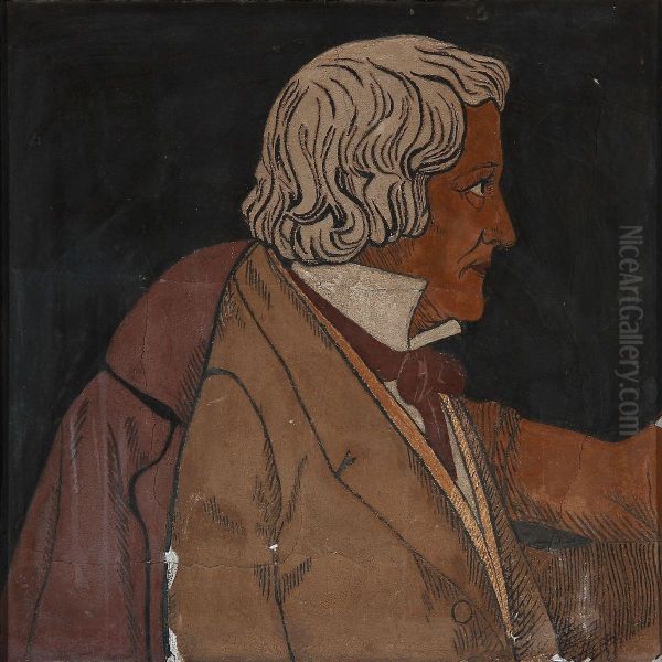 Portrait Of The Danish Sculptor Bertel Thorvaldsen Oil Painting by Axel Johansen