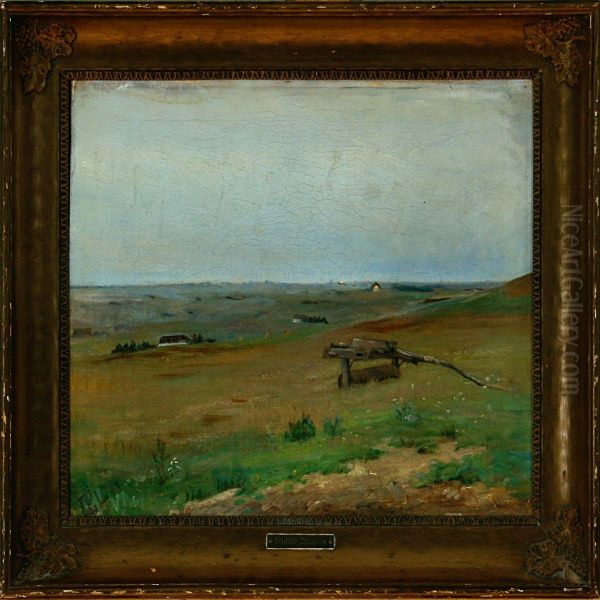 A Danish Summer Landscape Oil Painting by Fridolin Johansen