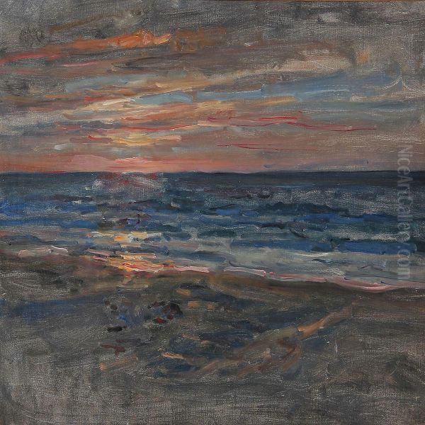 Sunset At Laeso Island Oil Painting by Viggo Johansen