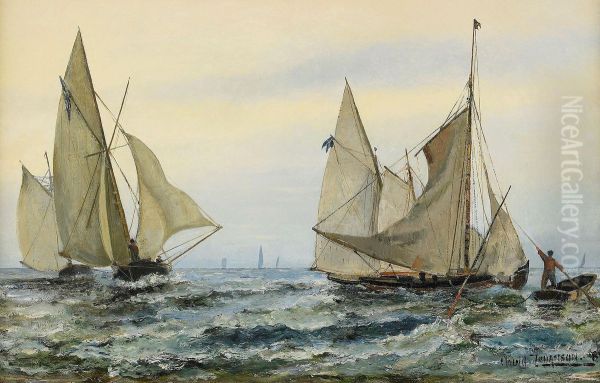 Kappsegling Oil Painting by Arvid Johansson