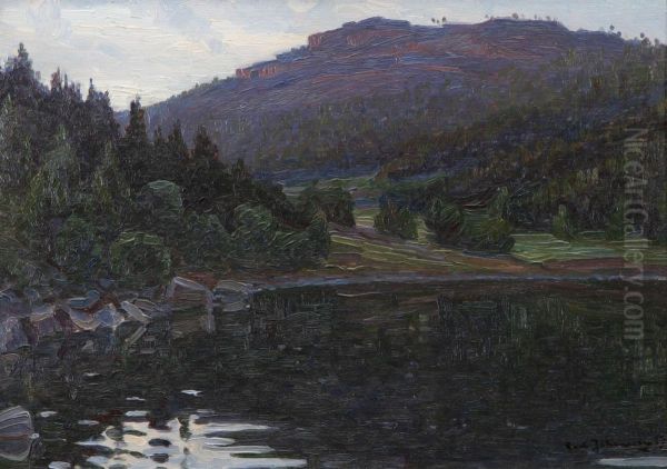 Insjolandskap Oil Painting by Carl August Johansson