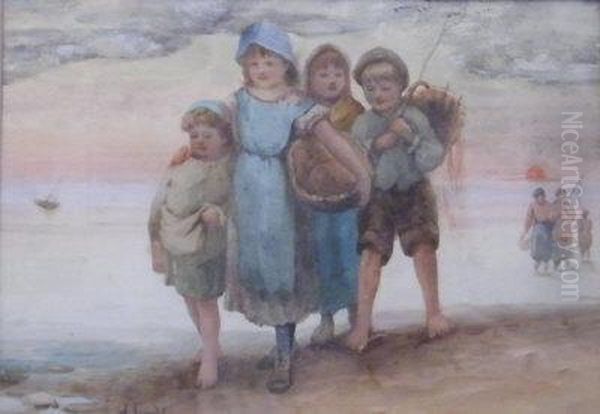 Fisherchildren. Oil Painting by William Johns