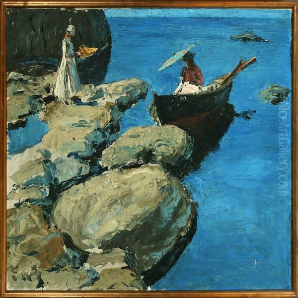 Hojsommer V/listed, Bornholm Oil Painting by Erik William Johnsen