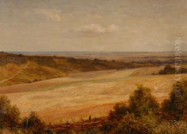 Extensive Landscape Oil Painting by Charles Edward Johnson