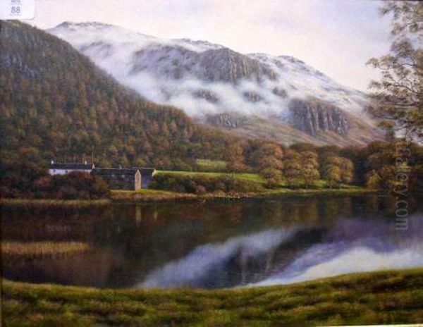 Strandshag Bay Derwent Water Oil Painting by David Johnson