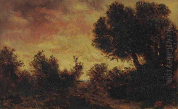 Sunset Landscape Oil Painting by David Johnson