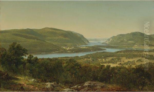 View From Garrison, West Point, New York Oil Painting by David Johnson